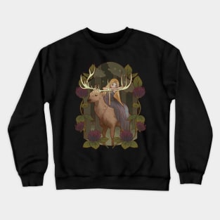 Fairy ridding a Deer Cute Fairy Tale Magical Forest Crewneck Sweatshirt